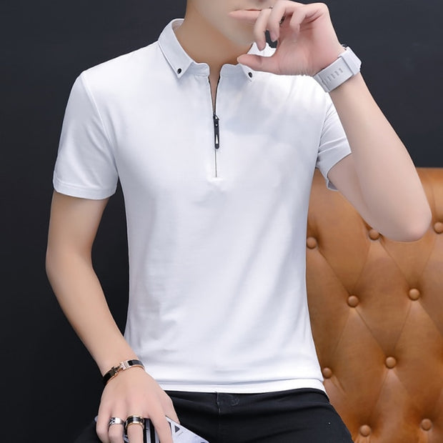 2021 summer casual polo shirt men short sleeve turn down collar slim fit sold color polo shirt for men plus size