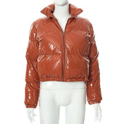 Women Short Bread Down Winter Warm Solid Jacket Stand Up Collar Cardigan Down Jacket Outerwear Padded Coat