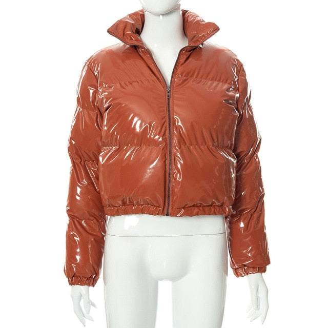 Women Short Bread Down Winter Warm Solid Jacket Stand Up Collar Cardigan Down Jacket Outerwear Padded Coat