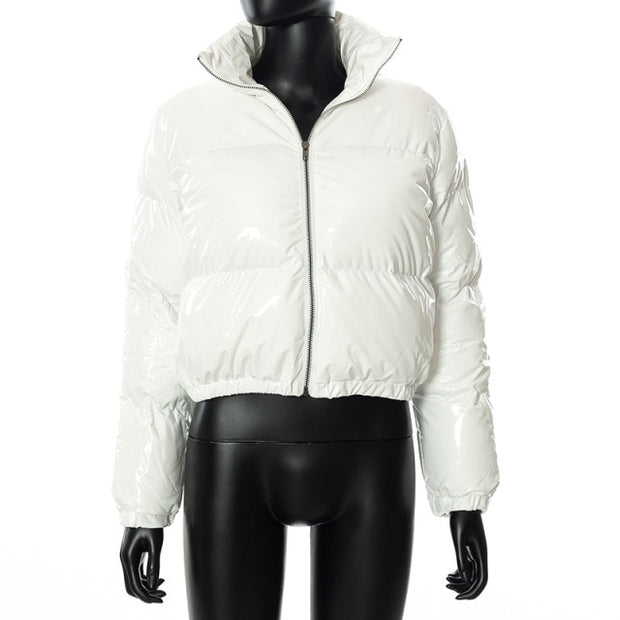 Women Short Bread Down Winter Warm Solid Jacket Stand Up Collar Cardigan Down Jacket Outerwear Padded Coat