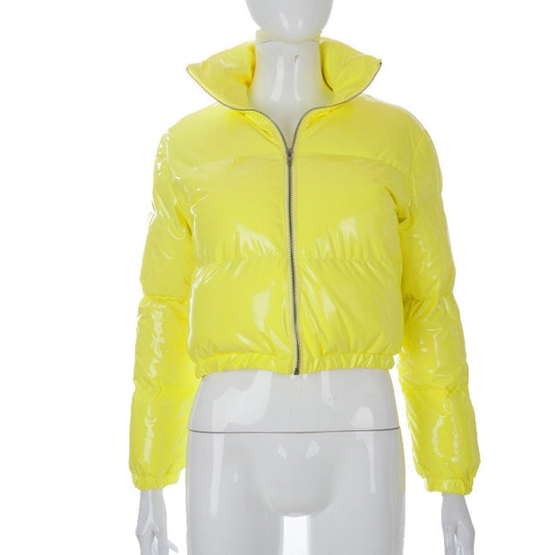 Women Short Bread Down Winter Warm Solid Jacket Stand Up Collar Cardigan Down Jacket Outerwear Padded Coat