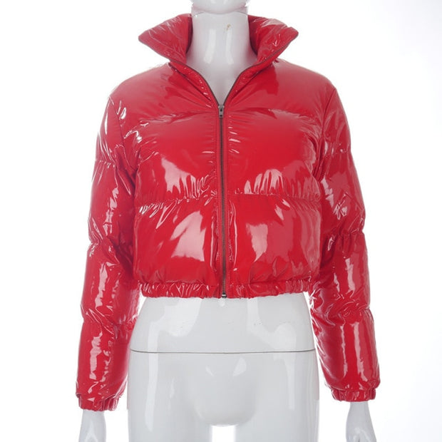 Women Short Bread Down Winter Warm Solid Jacket Stand Up Collar Cardigan Down Jacket Outerwear Padded Coat