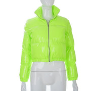 Women Short Bread Down Winter Warm Solid Jacket Stand Up Collar Cardigan Down Jacket Outerwear Padded Coat