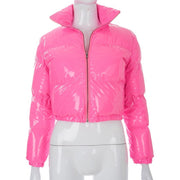 Women Short Bread Down Winter Warm Solid Jacket Stand Up Collar Cardigan Down Jacket Outerwear Padded Coat