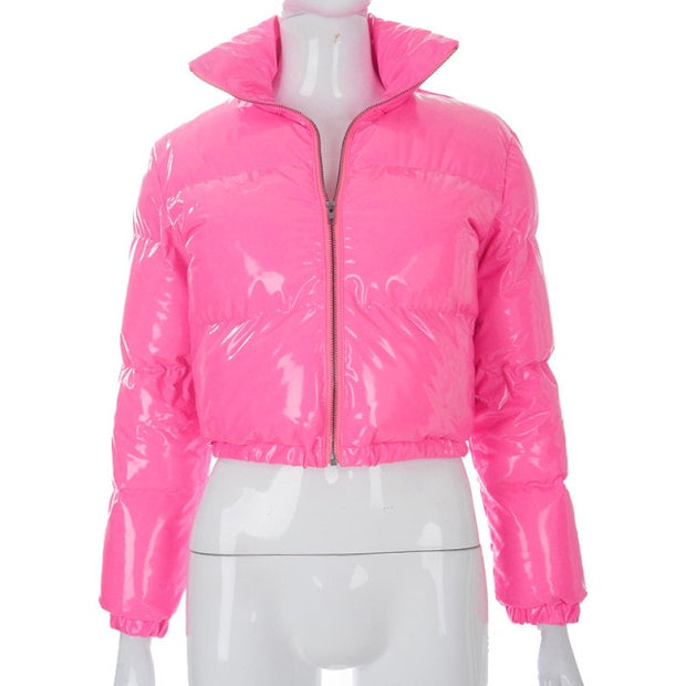Women Short Bread Down Winter Warm Solid Jacket Stand Up Collar Cardigan Down Jacket Outerwear Padded Coat