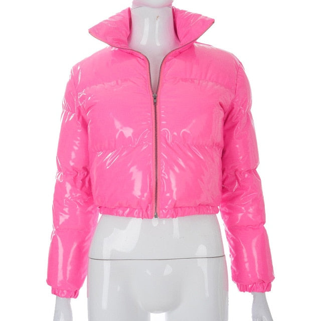 Women Short Bread Down Winter Warm Solid Jacket Stand Up Collar Cardigan Down Jacket Outerwear Padded Coat