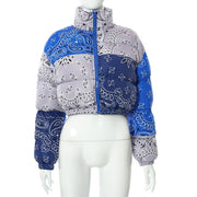 Women Short Bread Down Winter Warm Solid Jacket Stand Up Collar Cardigan Down Jacket Outerwear Padded Coat