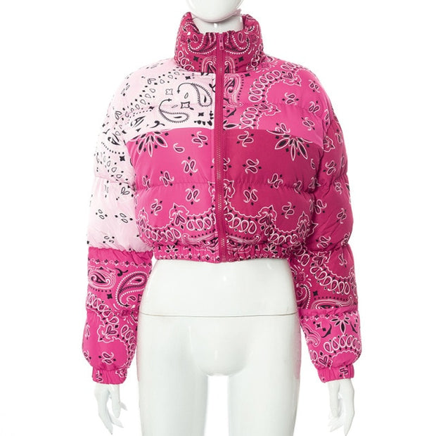 Women Short Bread Down Winter Warm Solid Jacket Stand Up Collar Cardigan Down Jacket Outerwear Padded Coat