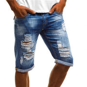 2021 Summer Classic Men's Denim Ripped Shorts Jeans Stretch Skinny Slim Fifth Cargo Pants Vintage Streetwear Male Brand Clothes