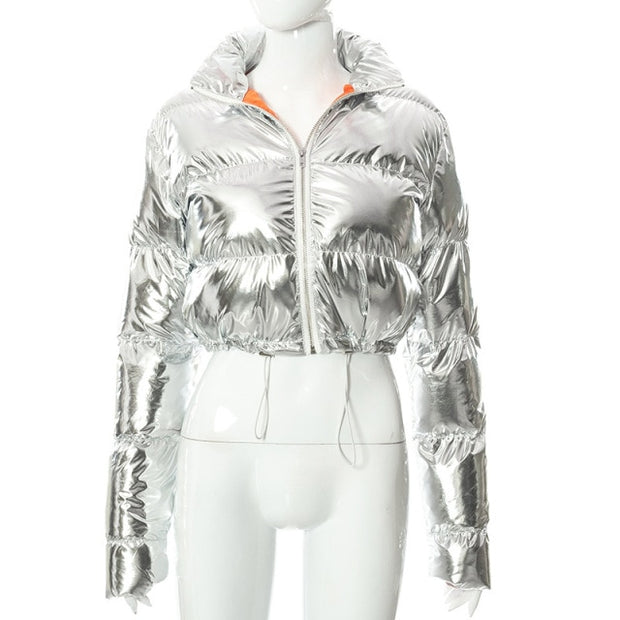 Women Short Bread Down Winter Warm Solid Jacket Stand Up Collar Cardigan Down Jacket Outerwear Padded Coat