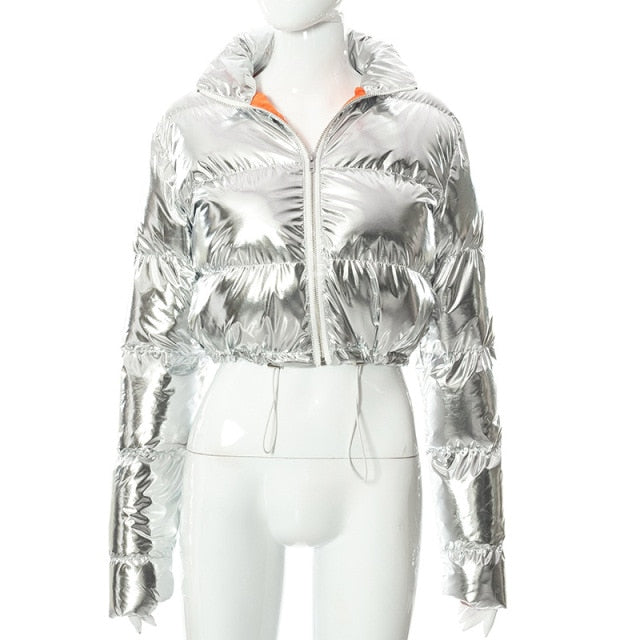 Women Short Bread Down Winter Warm Solid Jacket Stand Up Collar Cardigan Down Jacket Outerwear Padded Coat
