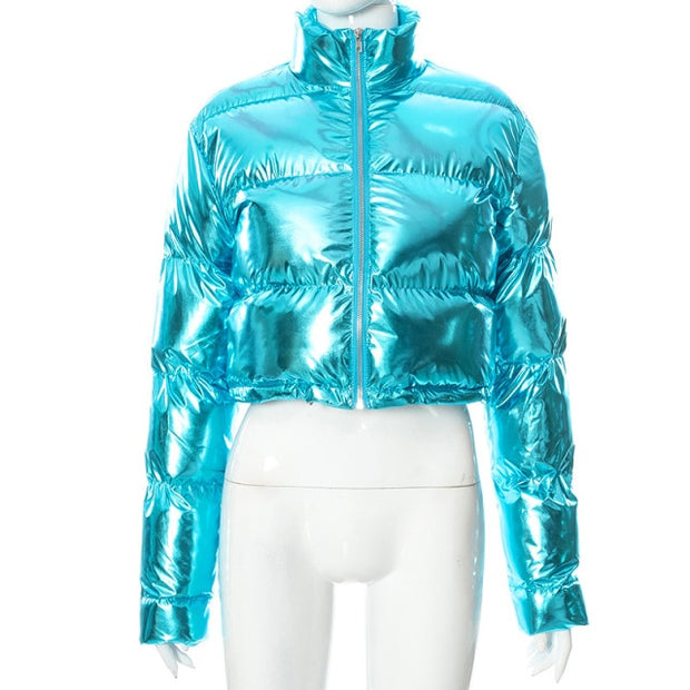 Women Short Bread Down Winter Warm Solid Jacket Stand Up Collar Cardigan Down Jacket Outerwear Padded Coat
