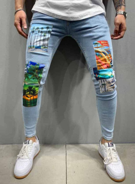 2021 Men Jeans Hot Sale Slim Denim Pants Vintage Wash Patch Hip Hop Pencil Pants Work Trousers Skinny Stretch Jeans S-3XL